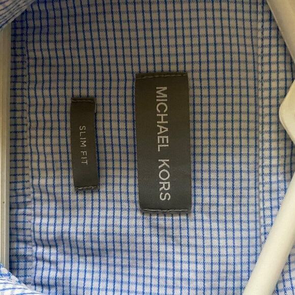 ❤️ Michael Kors sz 17.5 Men 100% cotton long sleeve blue dress button shirt‎ - Picture 7 of 9